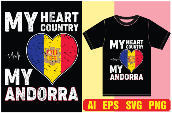 Andorra Flag T-Shirt Designs.Typography Graphics