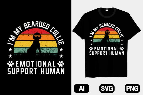 Bearded Collie Dog Retro T-Shirt Designs Graphics