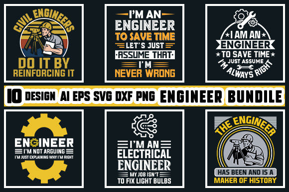 Engineer T-Shirt Designs Bundle: Graphics for Creative Sellers