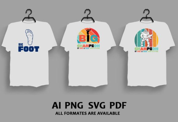 Funny Bigfoot T-Shirt Designs Bundle: Graphics & T-Shirt Designs
