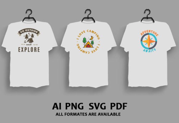 Wild Camping T-Shirt Designs Bundle: Graphics for Authentic Local Branding